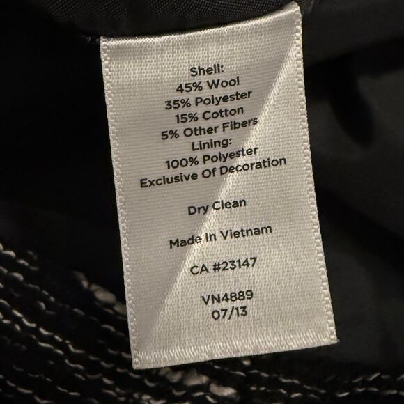 Talbots Black Tweed Pencil Skirt Wool Blend Pockets Ribbon Trim Lined Size 2P - Picture 5 of 6